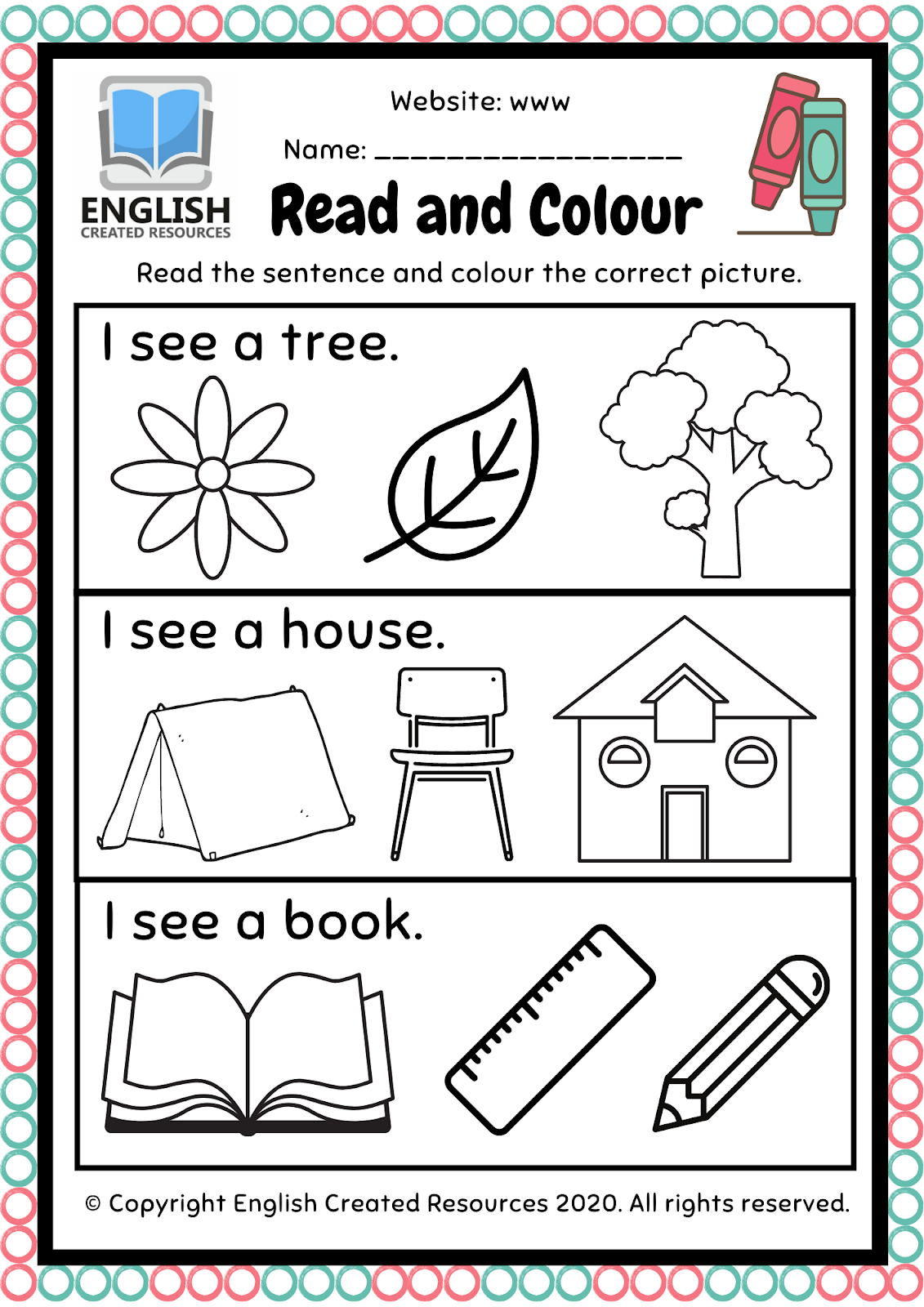 Read and Color Worksheets