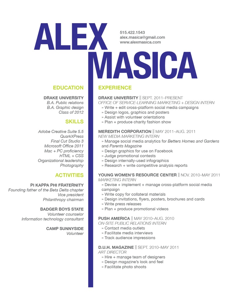 examples of graphic design resume