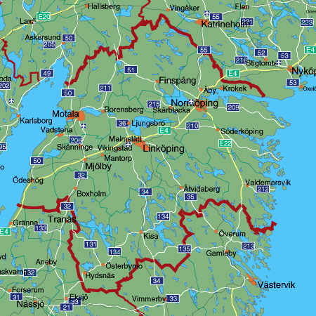 Karta över Östergötland Regionen | Karta över Sverige, Geografisk