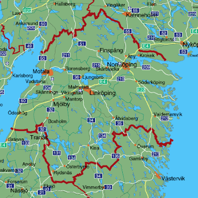 Karta över Östergötland Regionen | Karta över Sverige, Geografisk