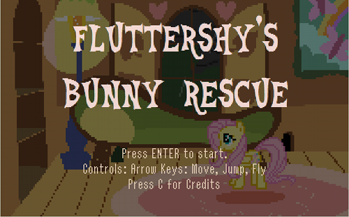 Fluttershy's Bunny Rescue title screen.