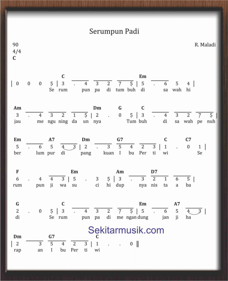 Not Angka Serumpun Padi - SEKITAR MUSIK