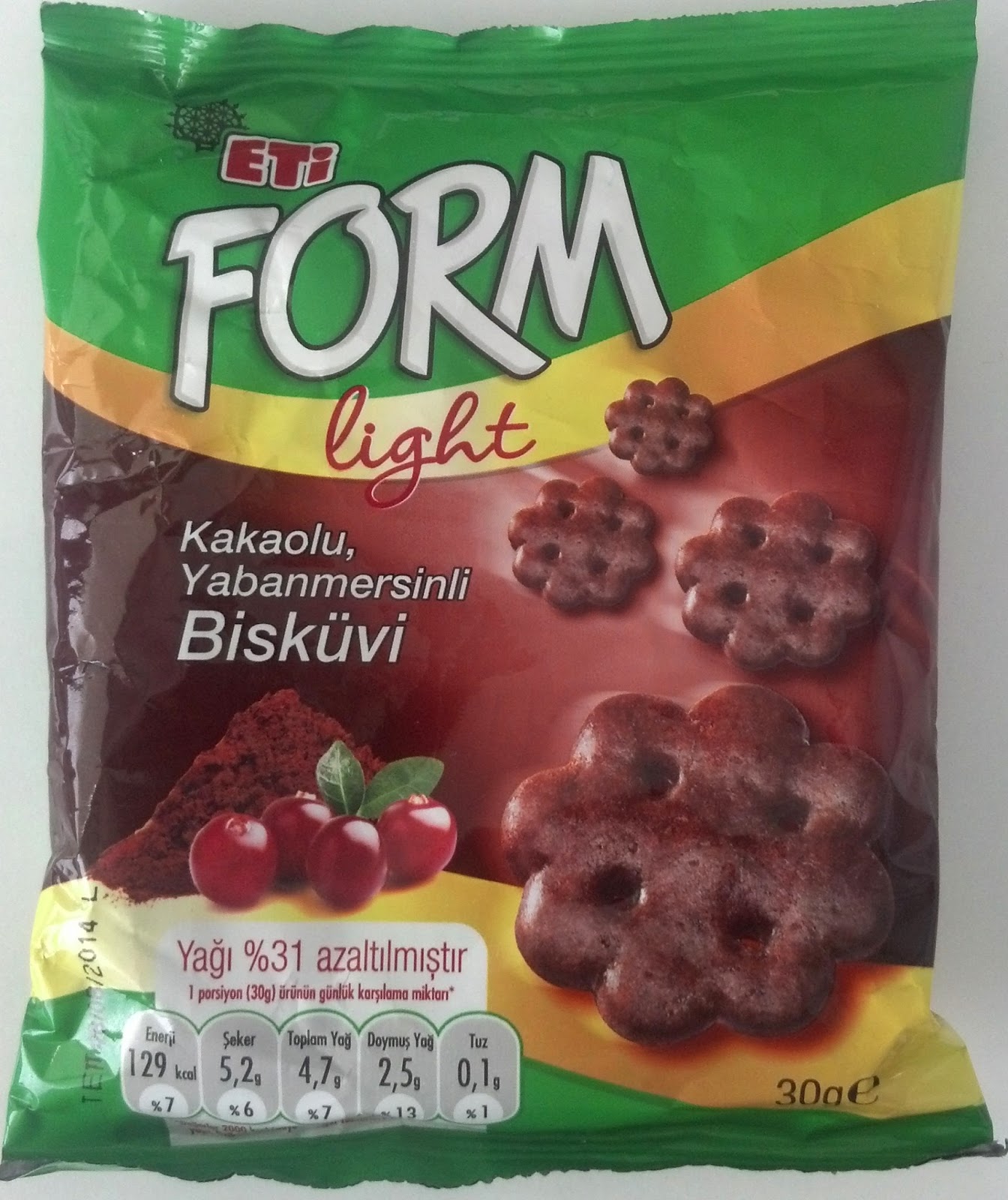 ETİ FORM KAKAOLU, YABANMERSİNLİ BİSKÜVİ SAĞLIKLI BESLENME