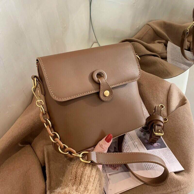 Túi xách nữ vuông đeo chéo da lì dáng công sở, style Hàn Quốc MS065