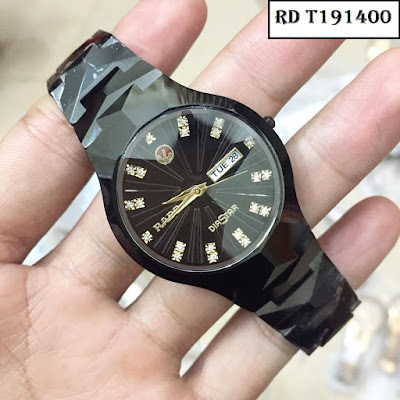 đồng hồ nam dây đá ceramic đen bóng RD T191400