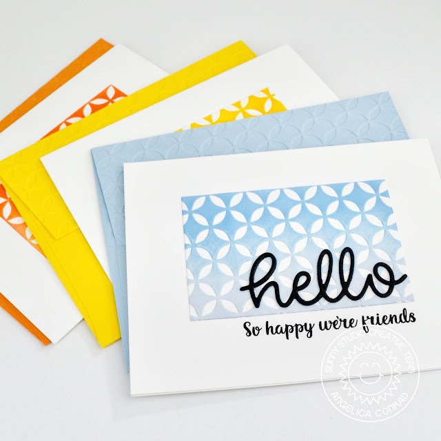 Sunny Studio Stamps: Hello Word Die Embossing Folders Everyday Card by Angelica Conrad Sunny Studio Stamps: Hello Word Die Embossing Folders Everyday Card by Angelica Conrad