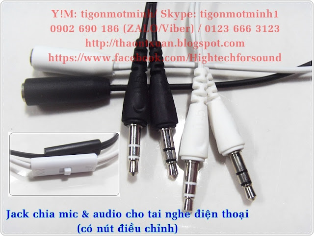 Jack chuyển 2.5, 3.5, 6.3 và dây cáp nối dài cho tai nghe, loa