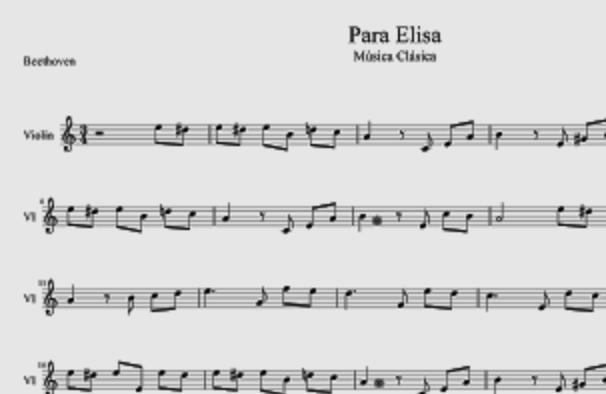 Telégrafo Pareja capitán tubepartitura: Para Elisa de Beethoven Partitura para Violín Tutoriales de  Como Aprender Para Elisa con Violín Partitura de Música Clasica de Fur Elisa  del maestro Beethoven
