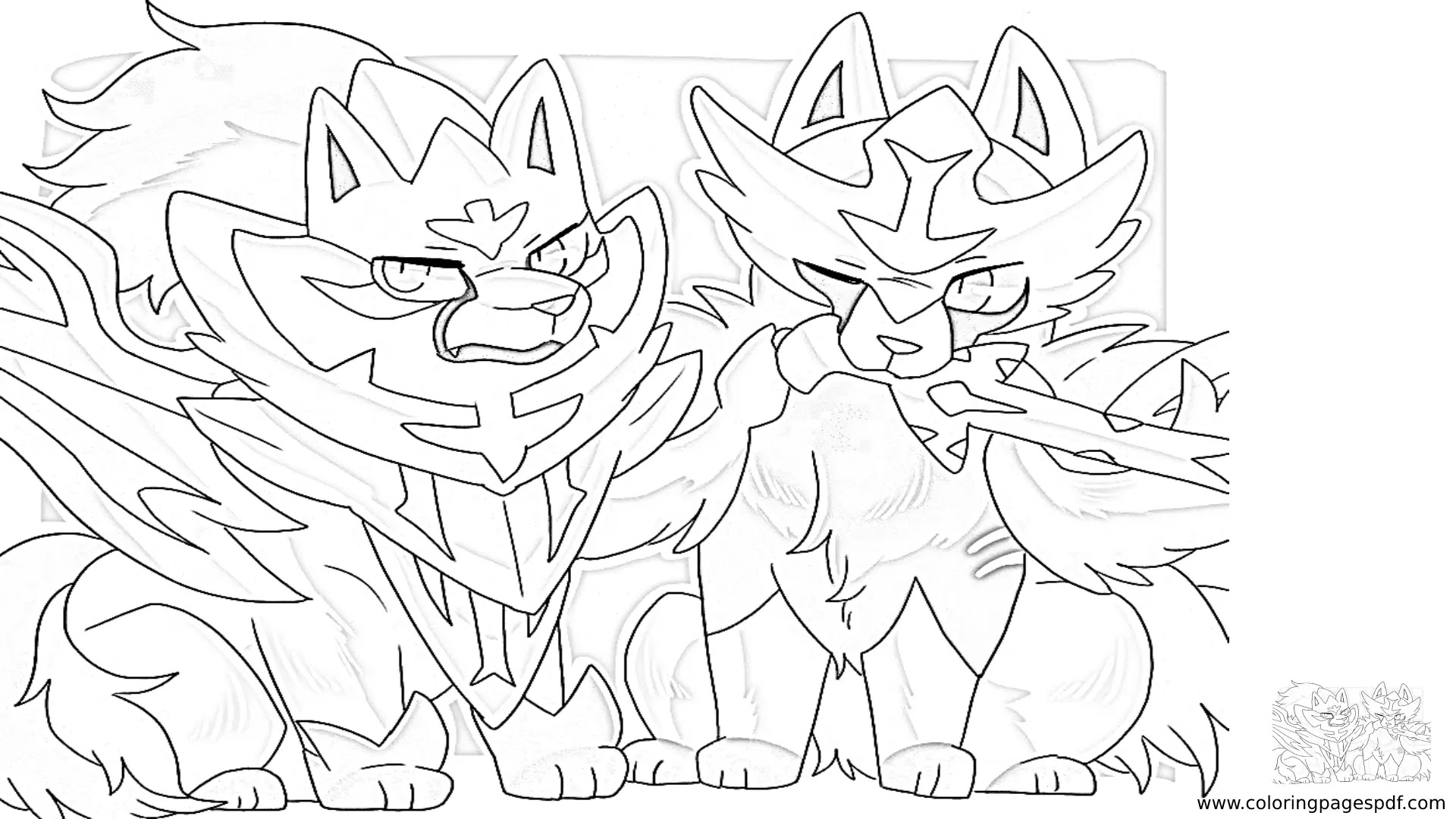 Coloring Page Of A Young Zacian And Zamazenta