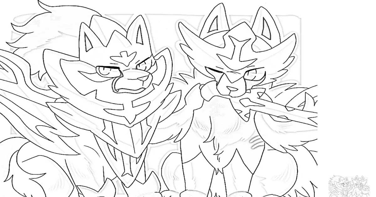 Coloring Page Of A Young Zacian And Zamazenta