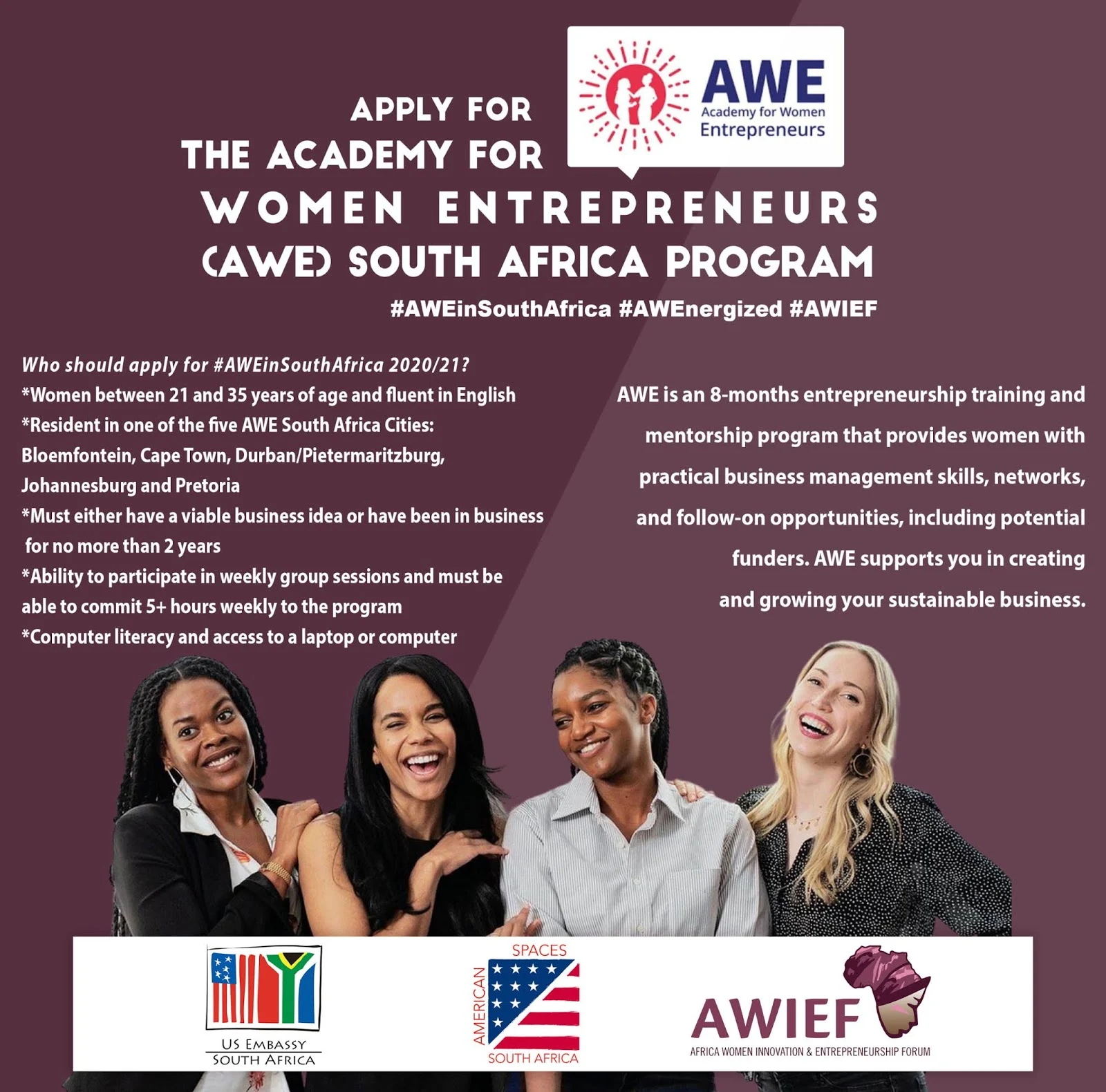 US Embassy/AWIEF Academy for Women Entrepreneurs (AWE) South Africa Program 2020