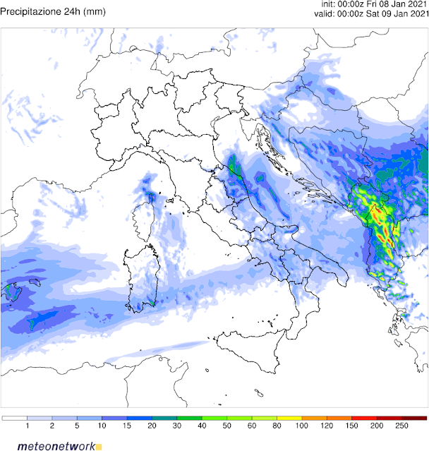 Precipitazioni in mm Italia WRF