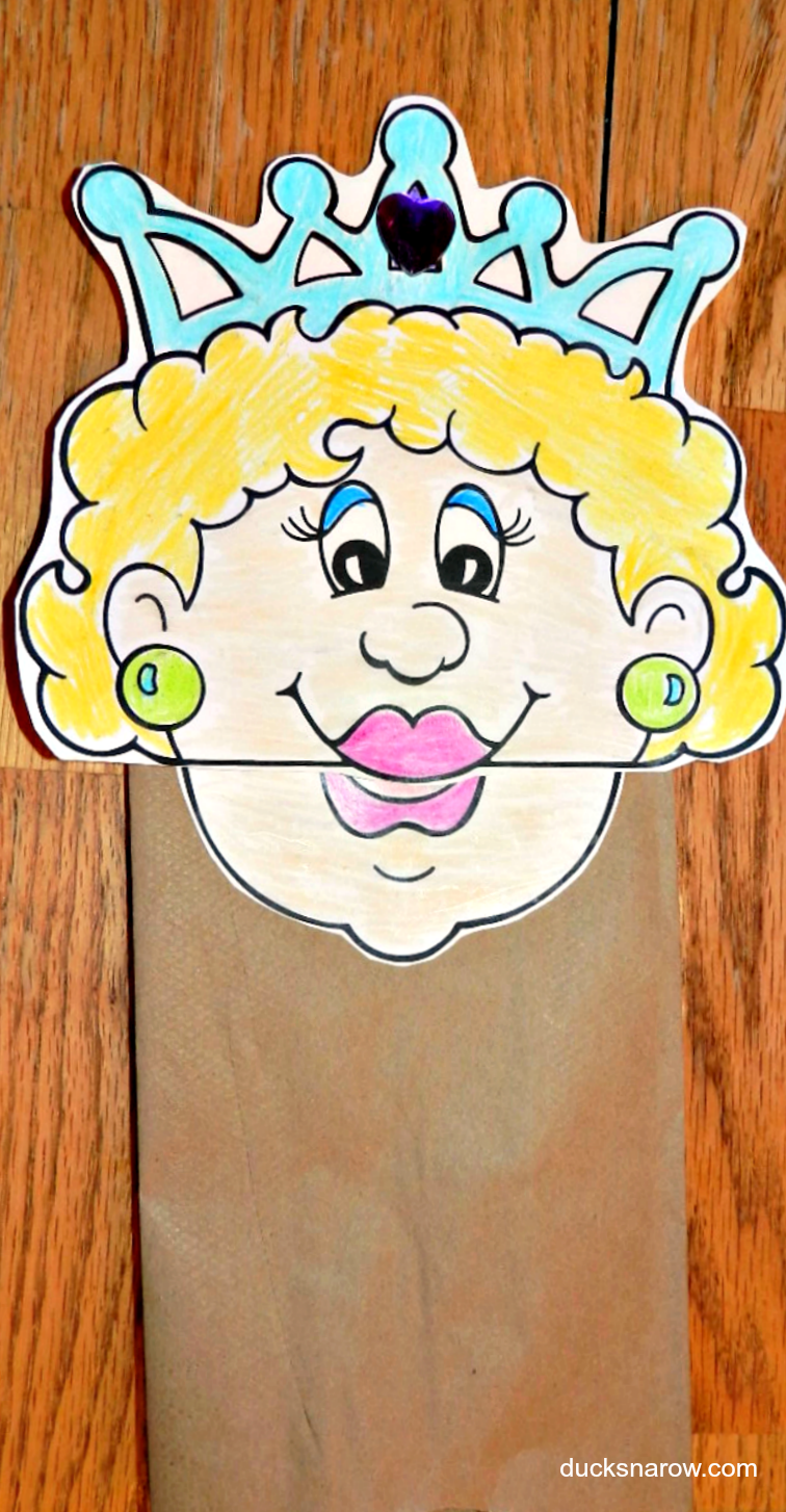 Letter Q is for Queen Preschool Lesson and Paper Bag Puppet Craft