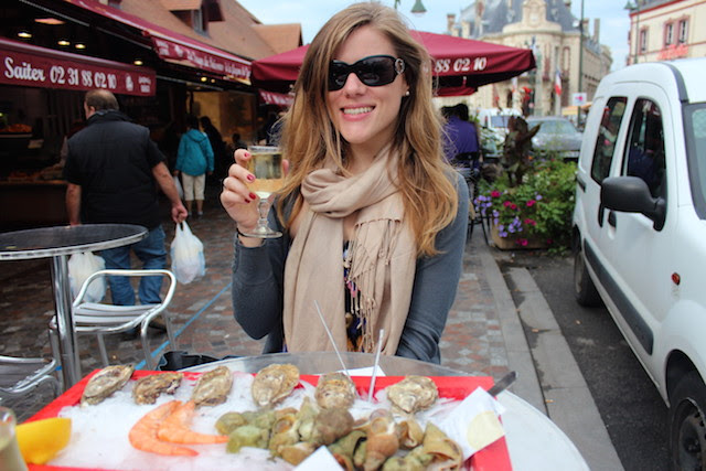 seafood lunch at the fish market in Trouville