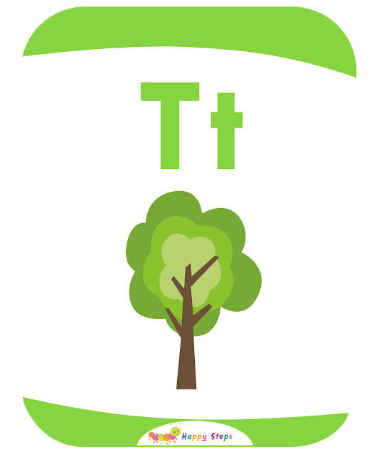 Letter -T-  Tree  Flashcards