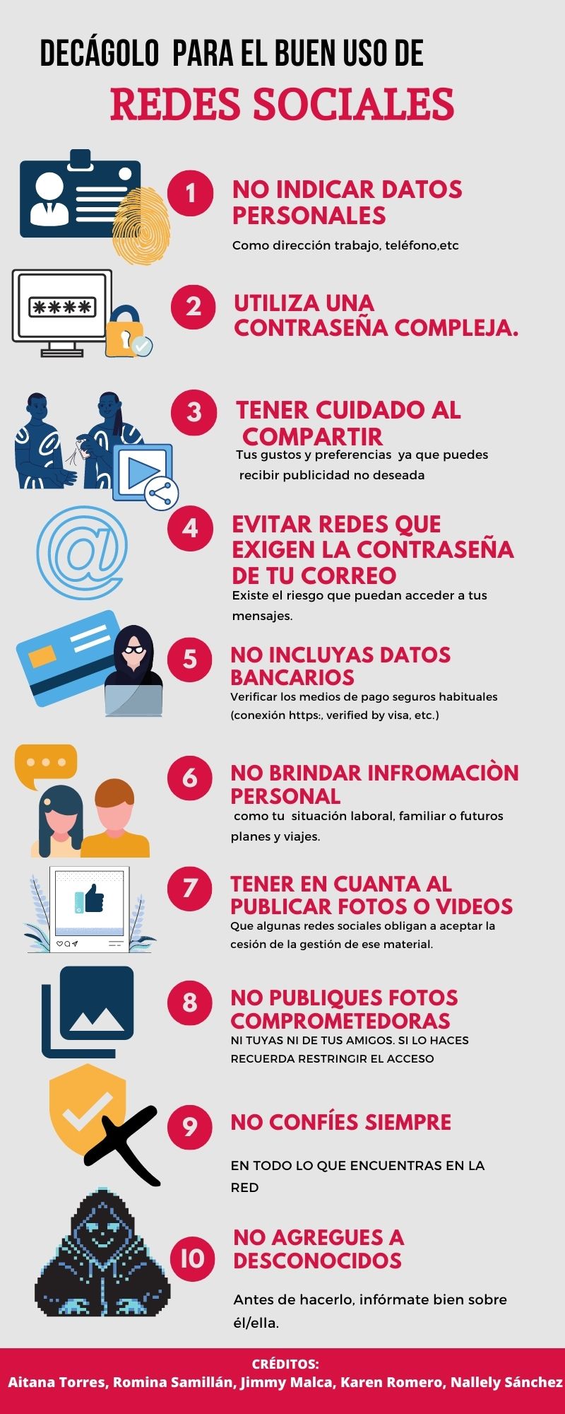 INFOGRAFÍA Decálogo para hacer uso de las redes sociales de forma segura INFOGRAFÍA Decálogo para hacer uso de las redes sociales de forma segura