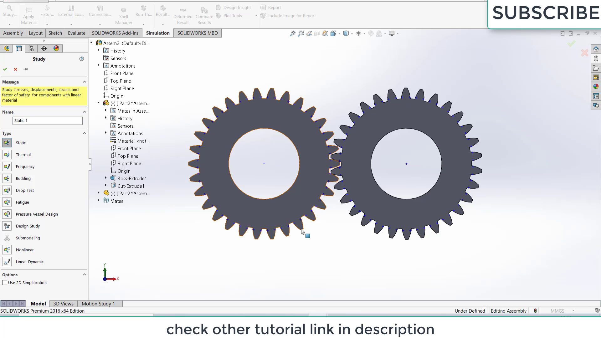 Spur Gear Simulation in Solidworks