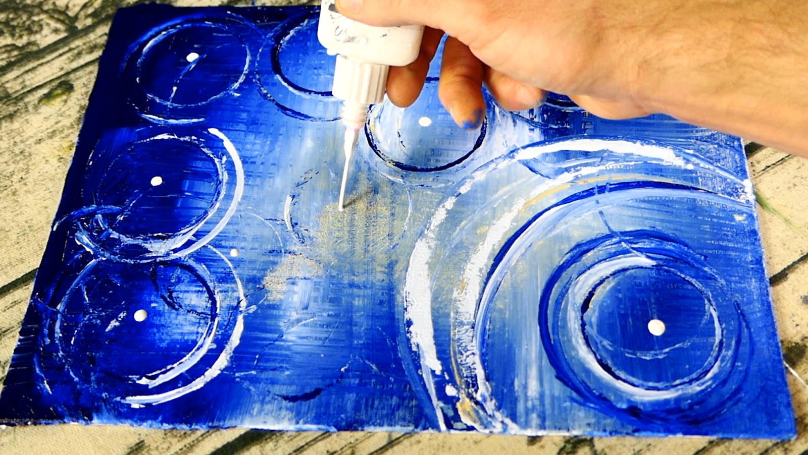 Rain Water Ripples, Abstract Painting Plastic Plates