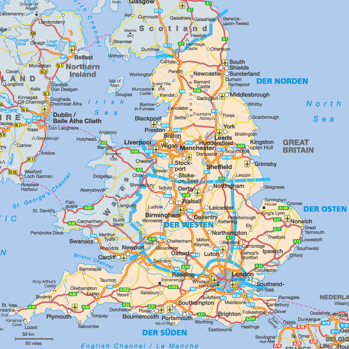 England Map Cities 
