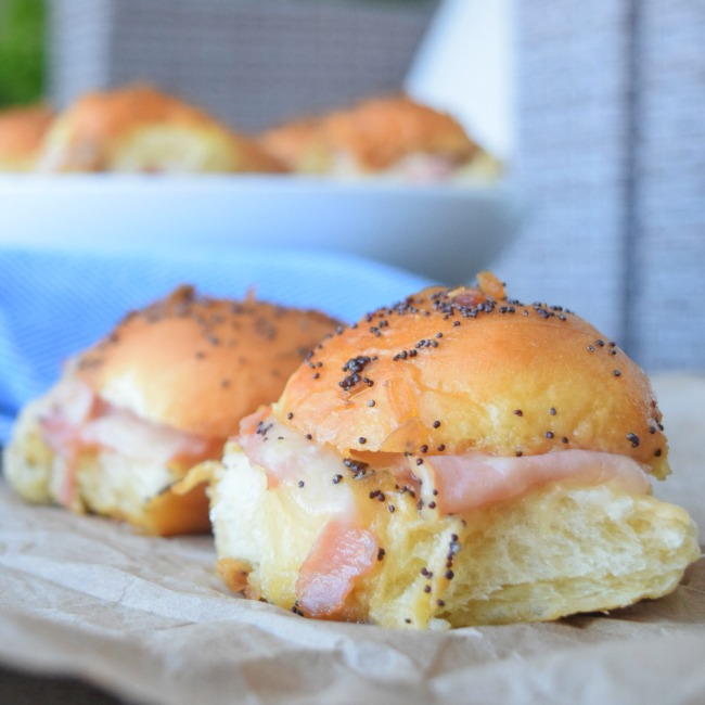 this is happiness Ham and Swiss Sweet Roll Sandwiches with Poppy Seed