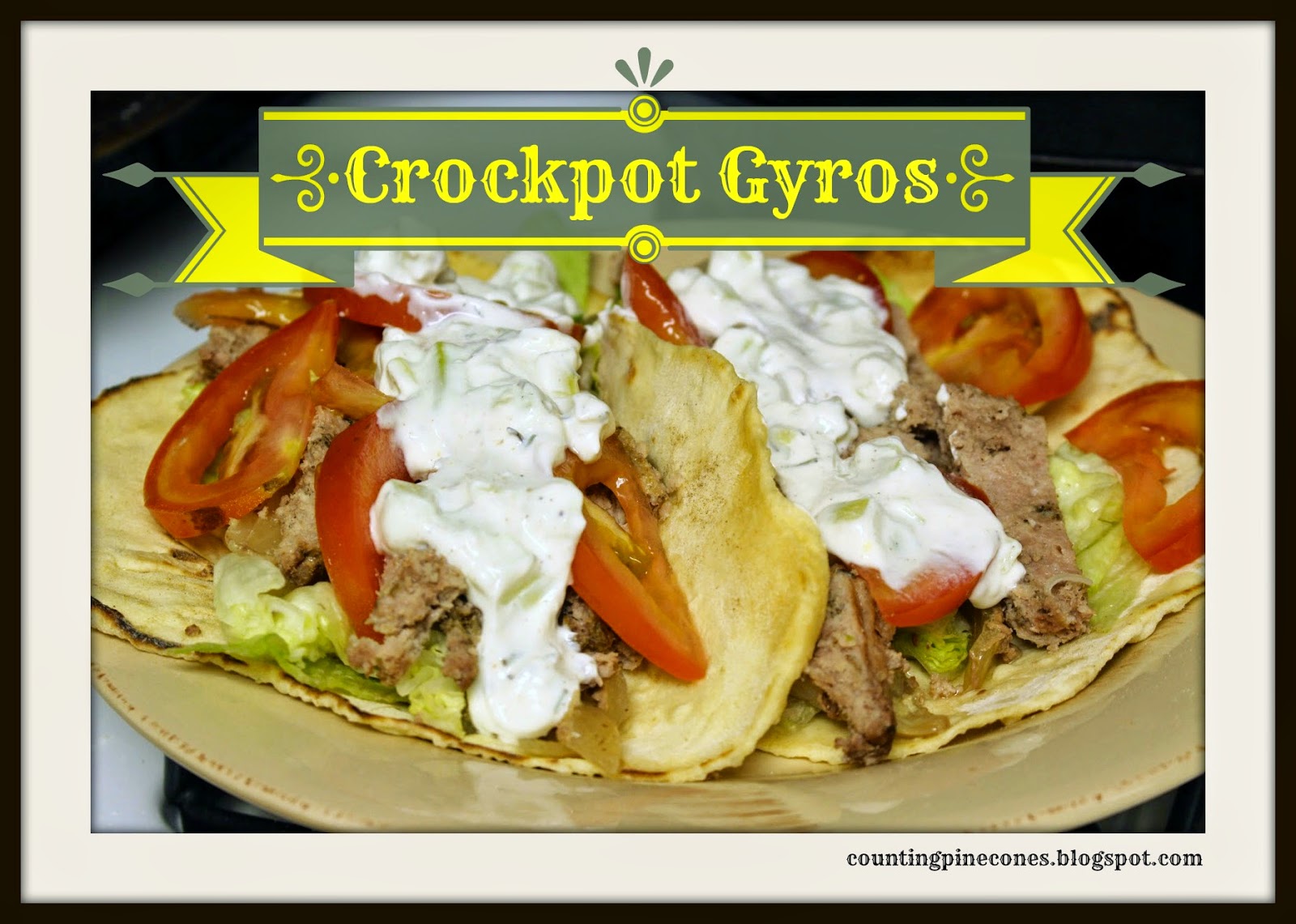 crockpot, gyros, greek food, olga bread