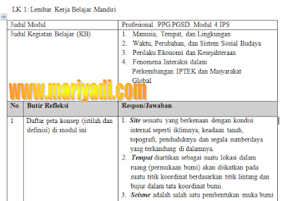Kumpulan Contoh LK 1 Lembar Kerja Belajar Mandiri Mahasiswa PPG Daljab