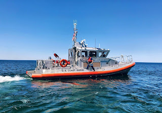 A coast guard boat on the water