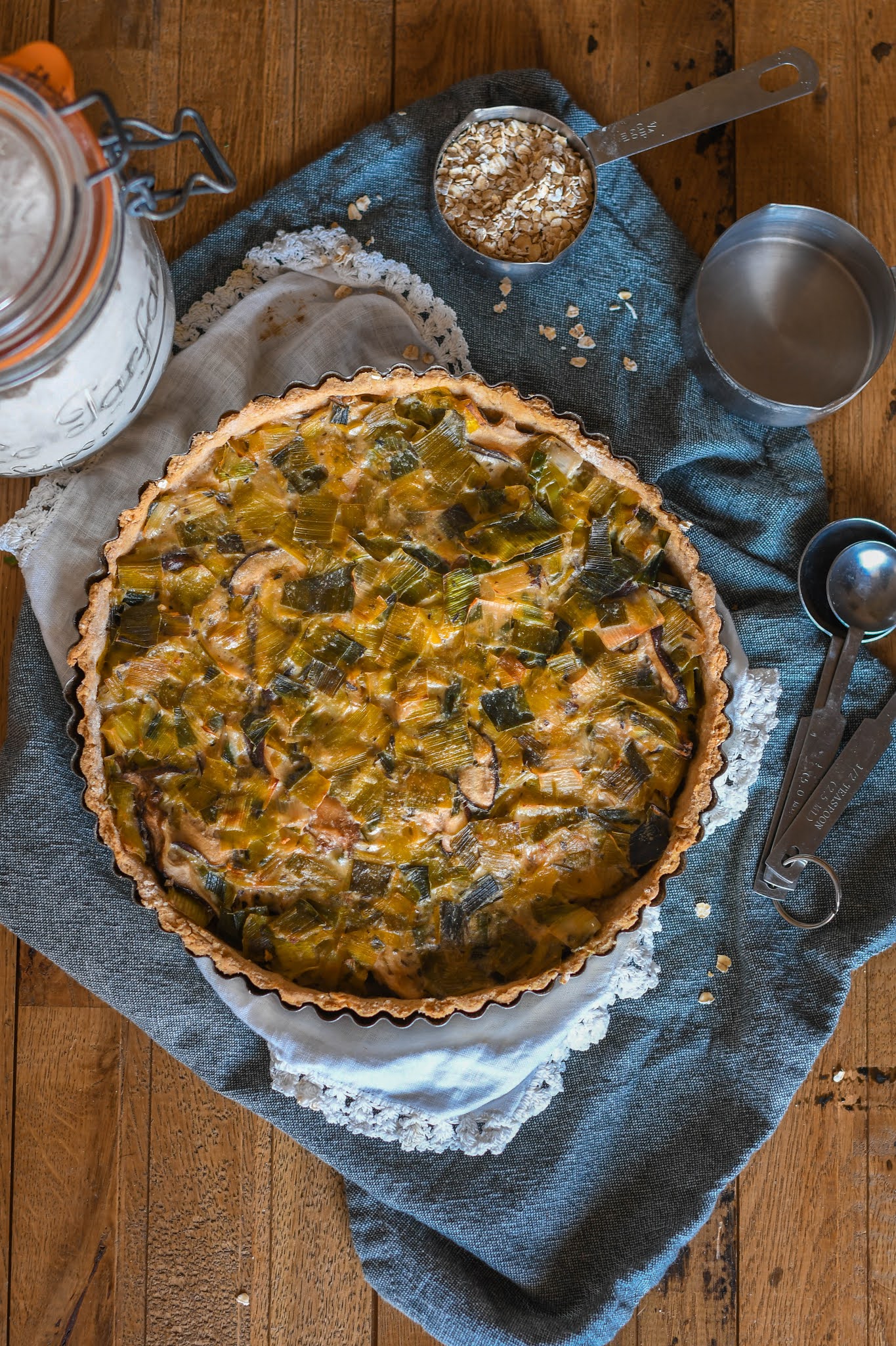 Quiche aux poireaux et noix de coco (vegan) Rosenoisettes