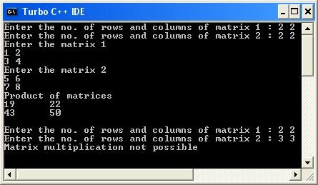 C program to find the product of two matrices | C Programs