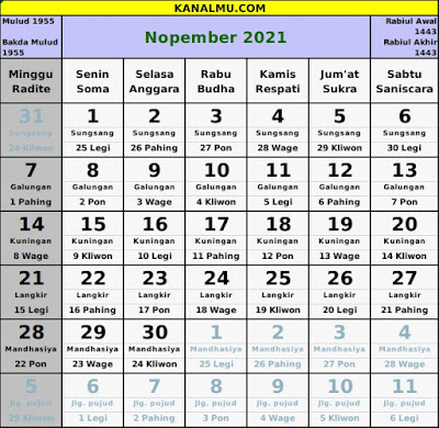 kalender november 2021 lengkap jawa hijriyah