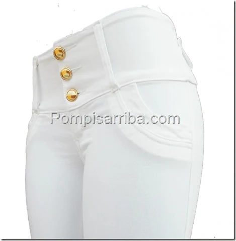 Pantalones Color Blanco con Botones al frente