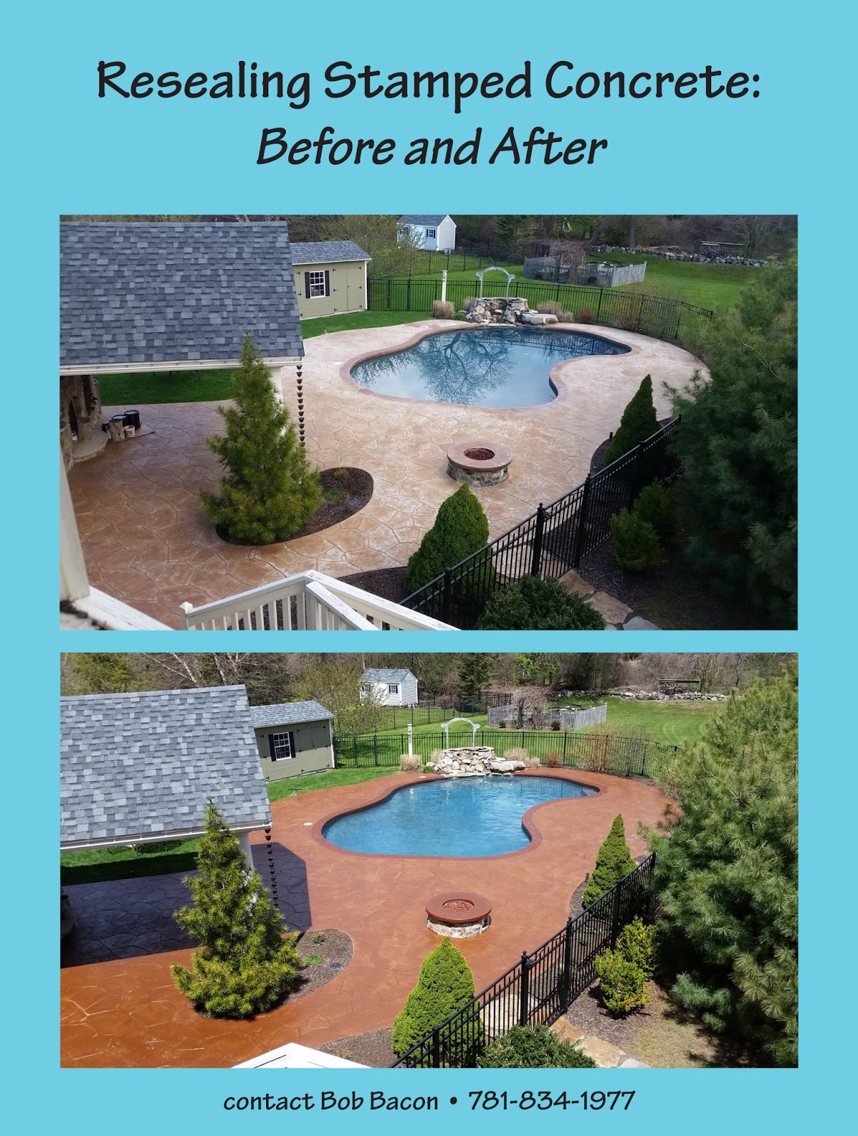 Bob's World Resealing Stamped Concrete Before & After