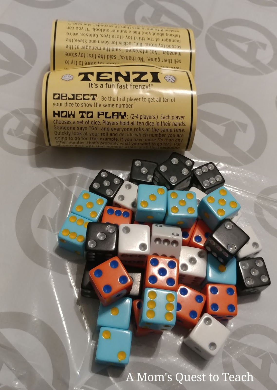 A Mom's Quest to Teach Dice, Decks, and Boards Tenzi Game and Tenzi