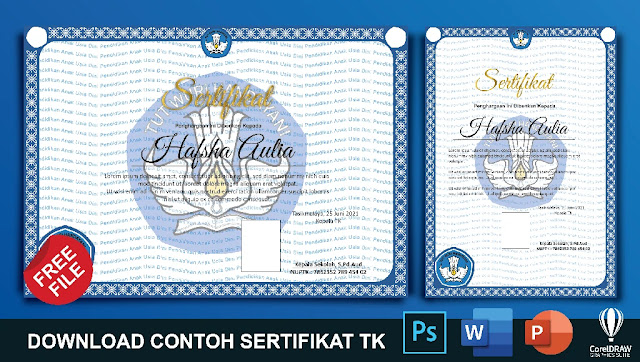 Download Contoh Sertifikat PAUD Atau TK Microsoft Word CorelDraw, Photoshop