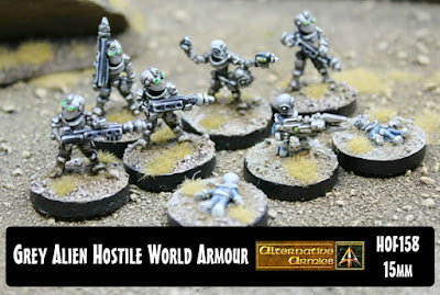 Grey Aliens in Hostile World Armour 15mm released