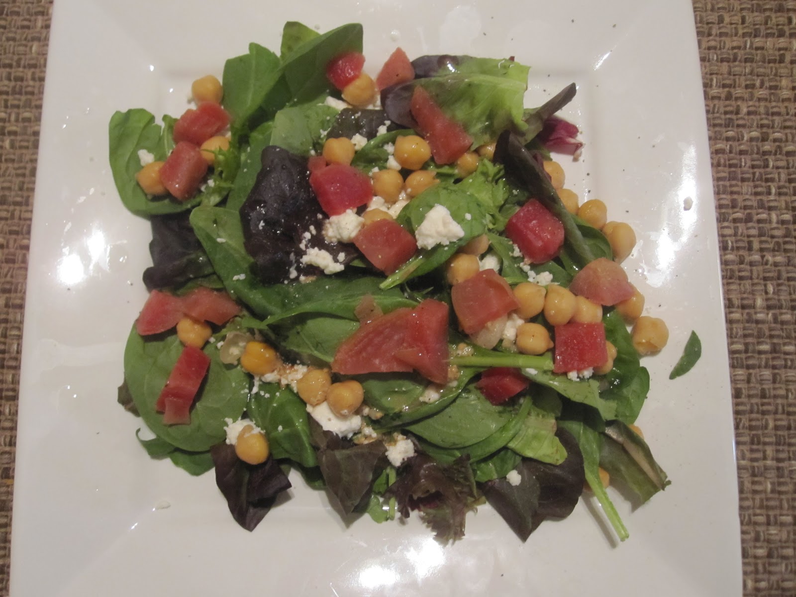 Roasted Beet Salad with Goat Cheese & Chickpeas