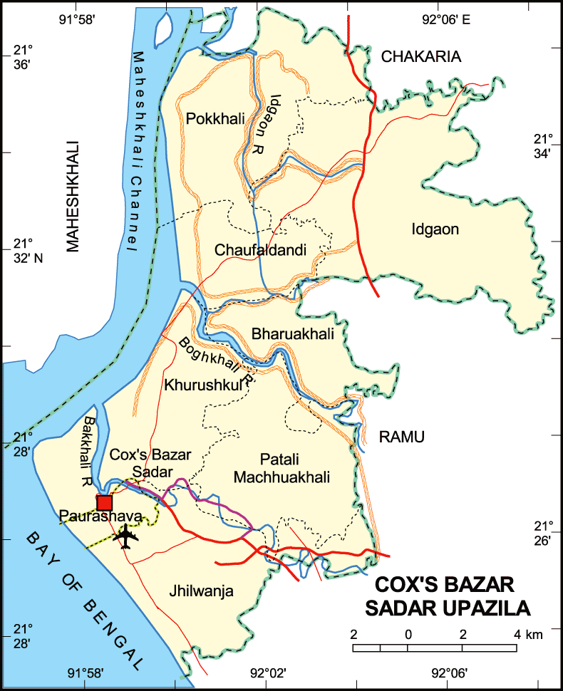 Cox S Bazar Upazila Map Maps Of Bangladesh: Cox's Bazar Sadar Upazila