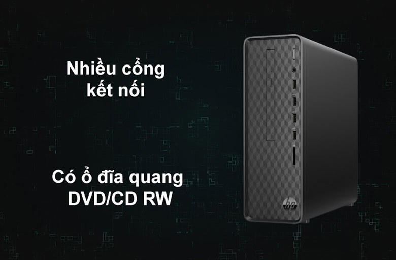 Máy tính để bàn HP S01-pF1003d 46J93PA (Pentium G6405/4GB RAM/256GB SSD/DVDRW/Wifi+BT/Key+Mouse/Win10/Đen)