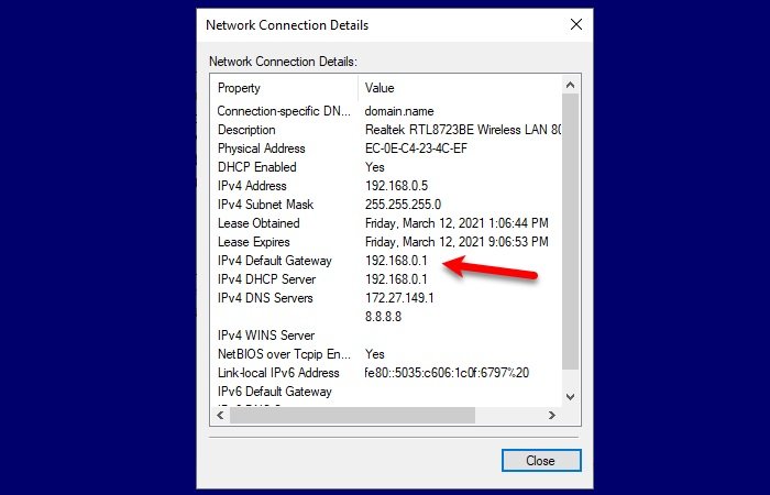Windows10でルーターのIPアドレスを見つける方法