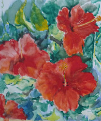 hibiscus watercolor perchard michael