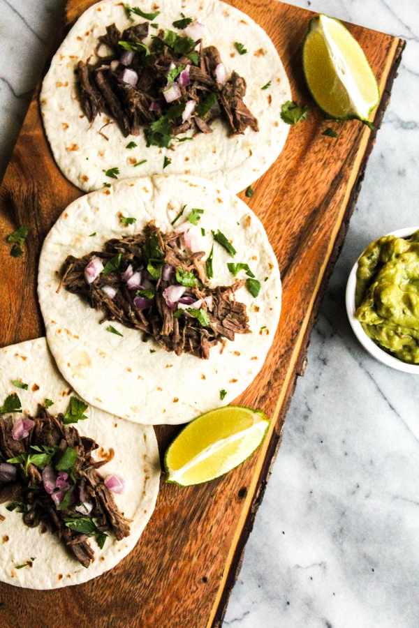 Pressure Cooker Beef Carnitas Tacos