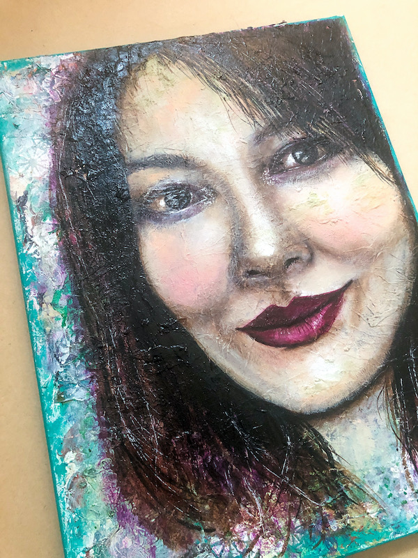 Do More With Less A mixed media selfportrait on canvas