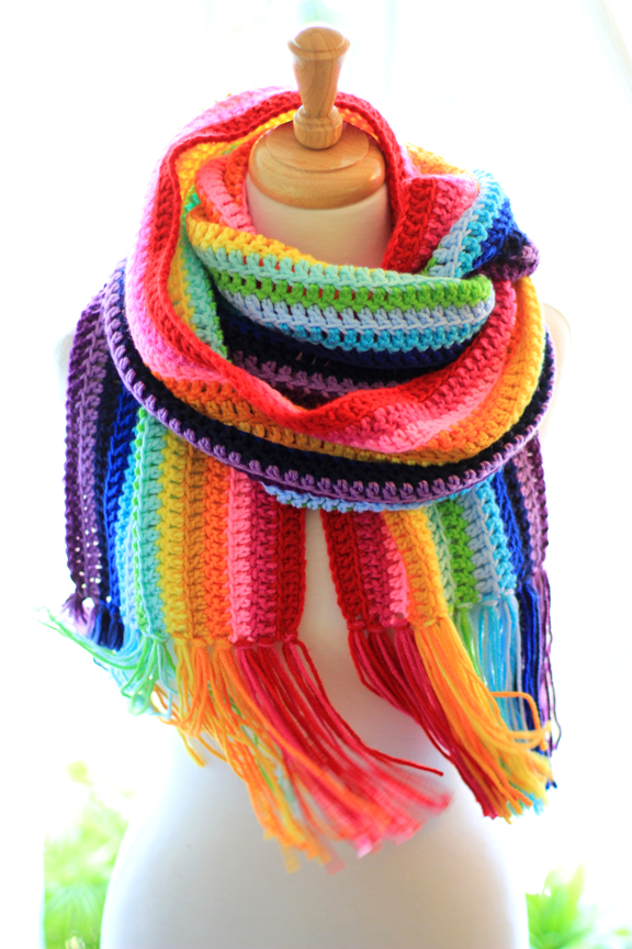 Mademoiselle Mermaid New! Colorful Crochet Rainbow Scarf
