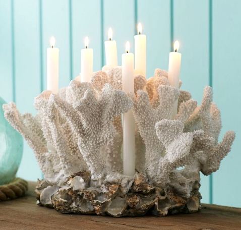 White Coral Candle Holder Table Centerpiece