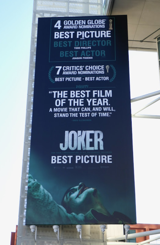 Joker Best Picture consideration billboard Hollywood Boulevard Joker Best Picture consideration billboard