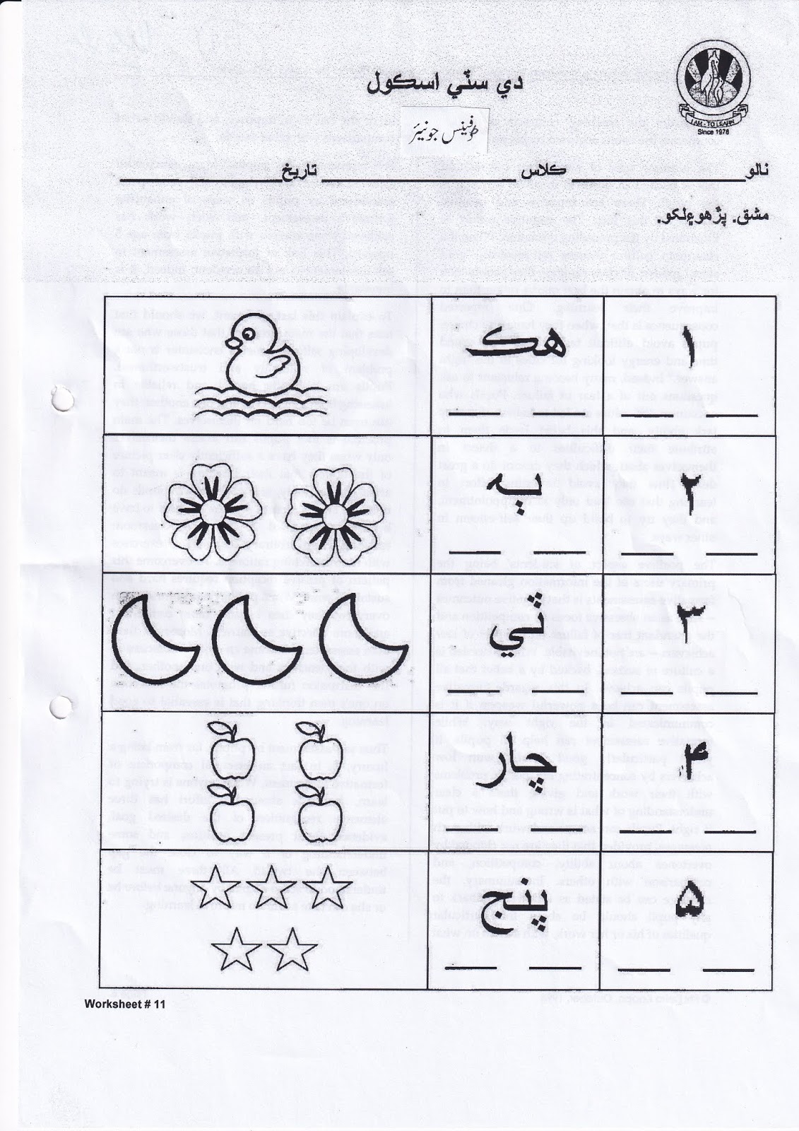 The City School ( Defence Junior ) Sindhi Worksheets 201920
