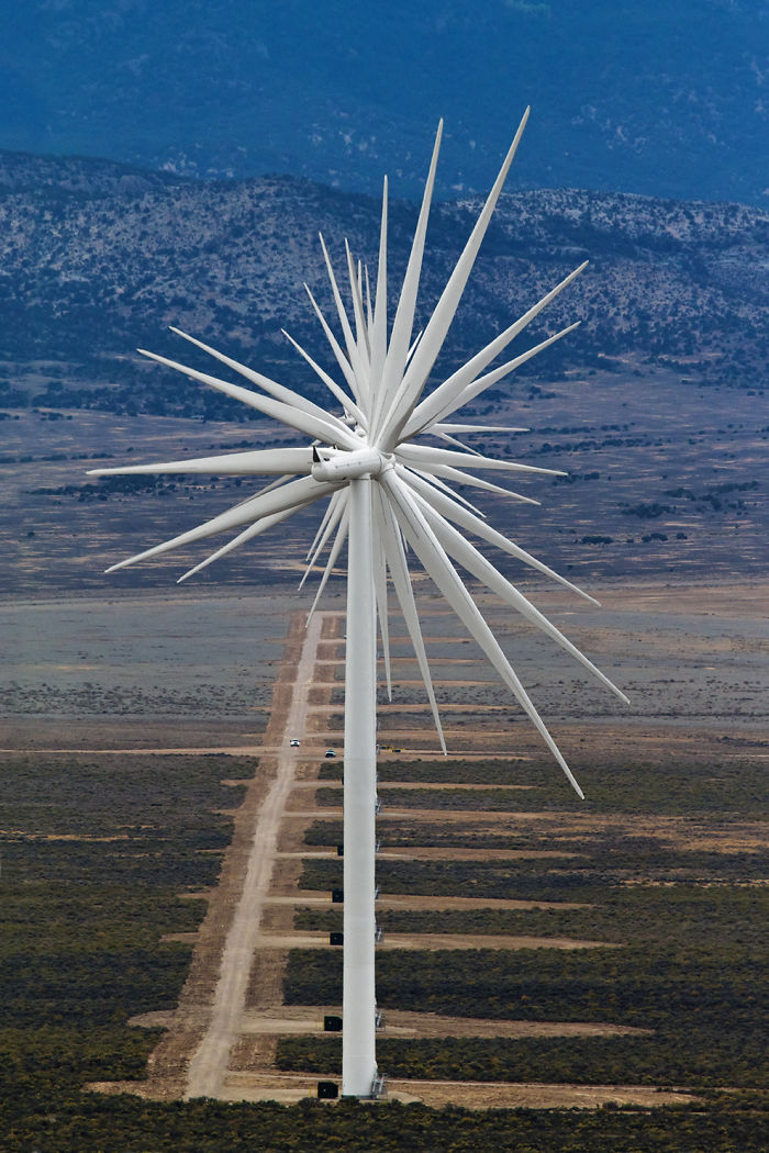 36 Unbelievable Pictures That Are Not Photoshopped - 14 Wind Turbines Lined Up, Nevada