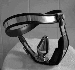 male chastity belt - built in dildo - shock device - remote control - educational shield - pain - femdom