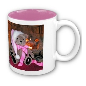 Teddy Christmas Mug pink Santa hat &Pink ribbon mug