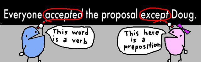 Caveman English Accept Or Except 
